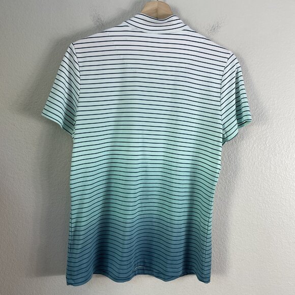 Tail Polo Shirt Womens Medium Blue White Ombre Striped Short Sleeve Golf Zip - Picture 8 of 10